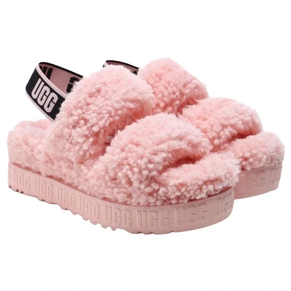 Pink UGG FUFITA fur sandals - Picture 2 of 6